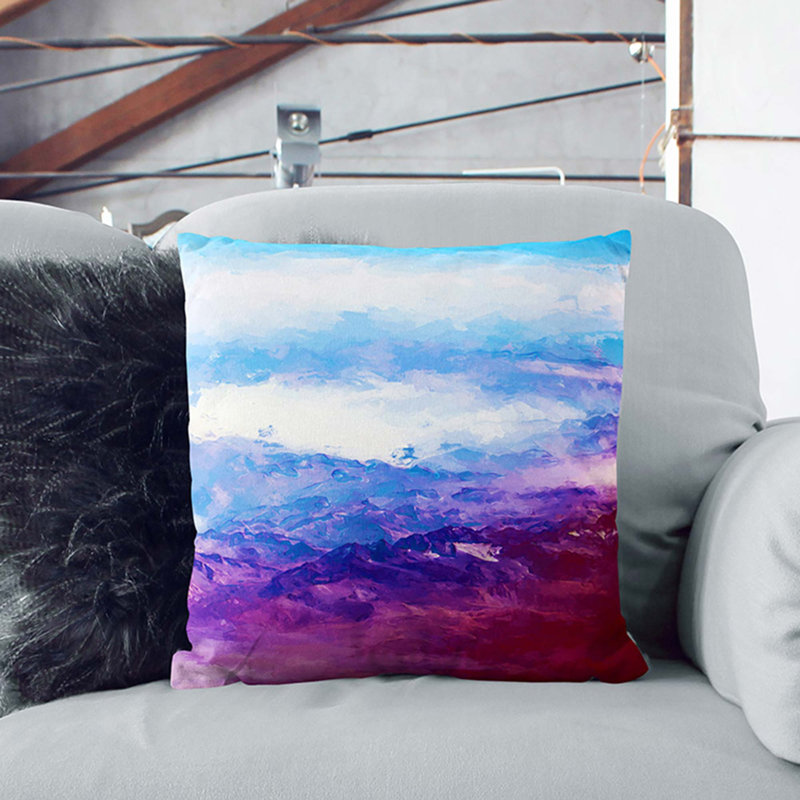 Mountain Range Adventure Cushion with Filling, Black, 40cm H x 40cm W x 15cm D