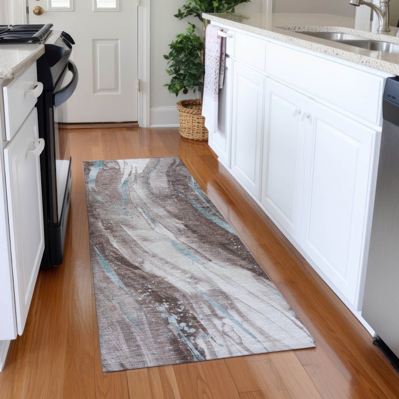 Premium Machine Washable Slesnick AMF1676 Swirls Rug, Runner 2'3" x 7'6"