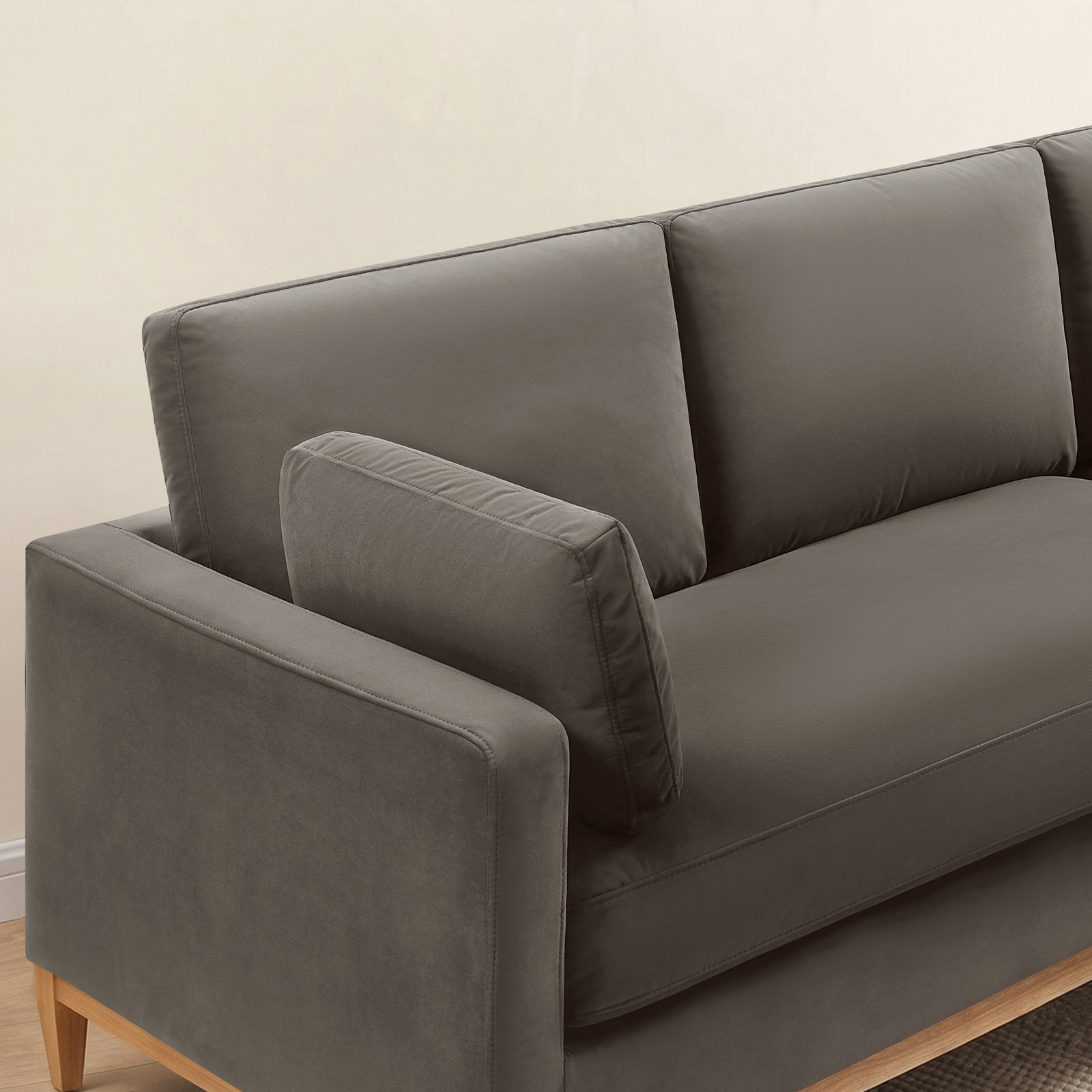 Upholstered L-Shaped Sectional Sofa, Java Velvet