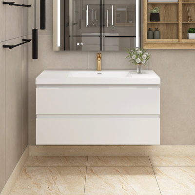 Meuble-lavabo mural simple 42 po avec comptoir en céramique