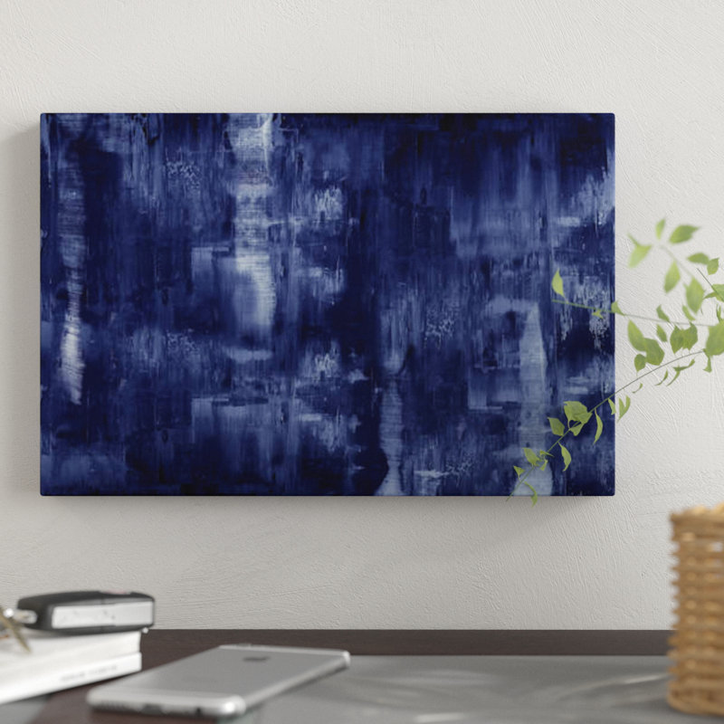 " Textural In Indigo " Print, 8" H x 12" W x 0.75" D, Wrapped Canvas, No Mat