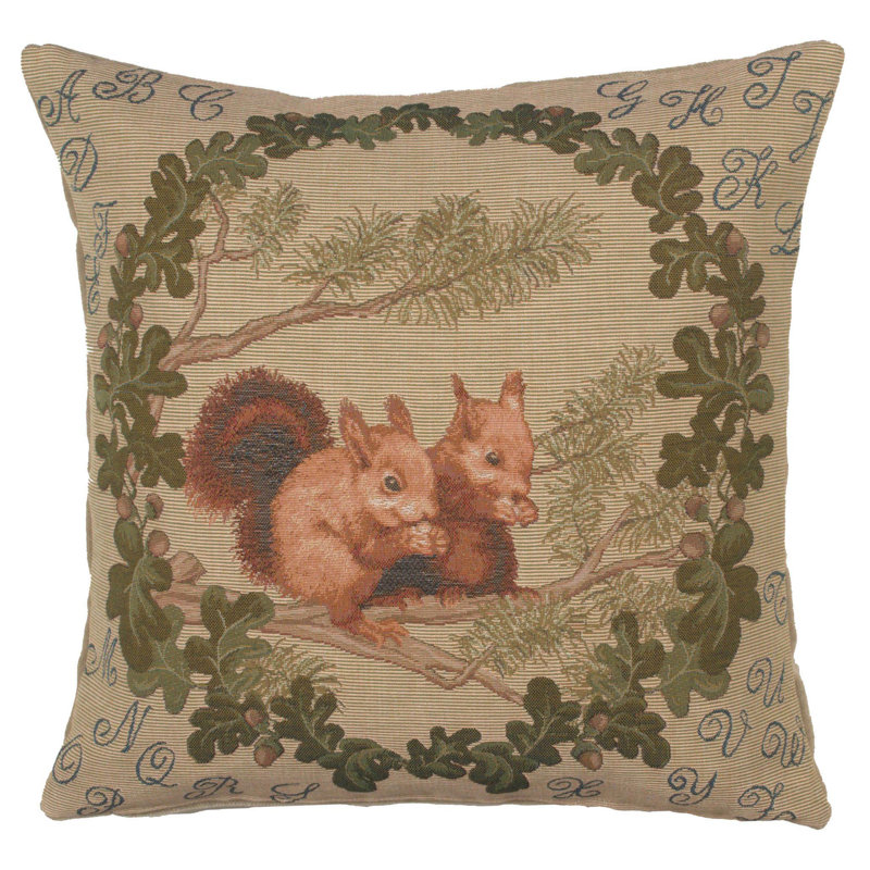 Squirrels Woven Cotton Euro Throw Pillow Cover