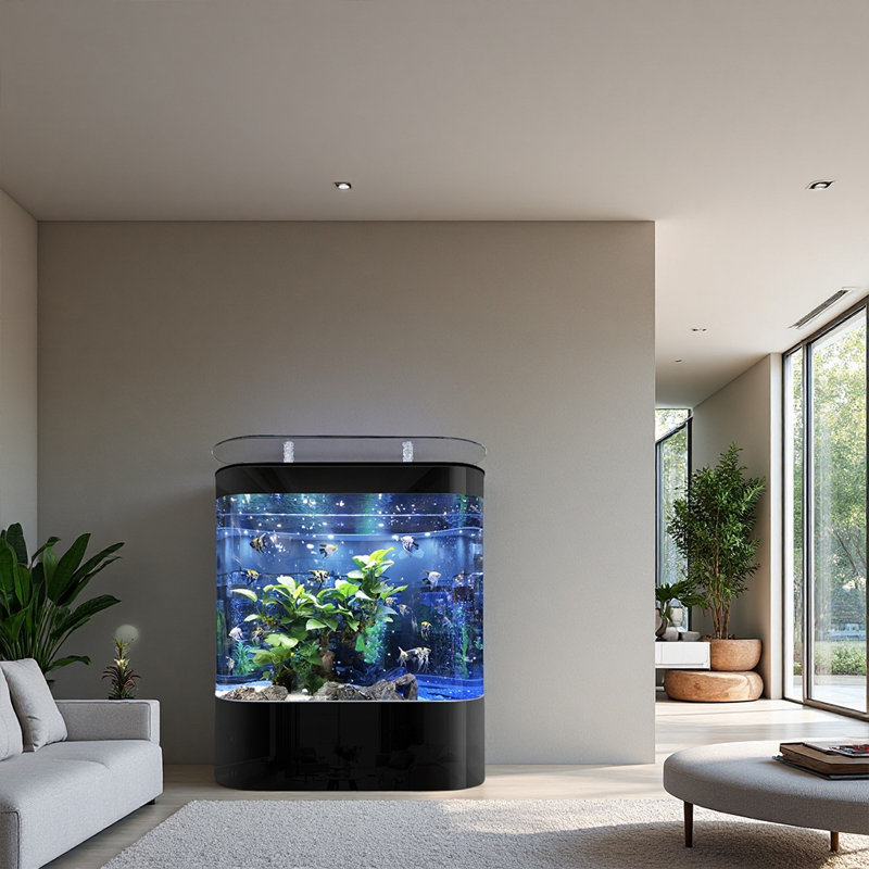 Aquarium noir semi-ovale écologique noir