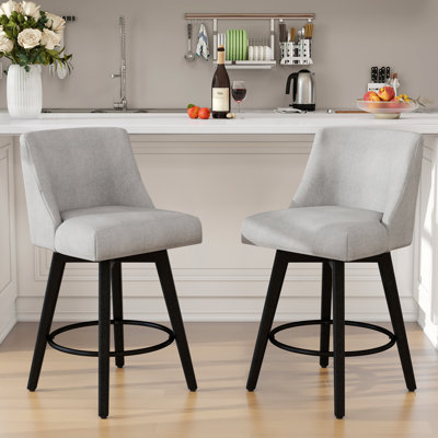 Novogratz 360° Swivel Bar & Counter Stools - Solid Wood Frame(Set Of 2)