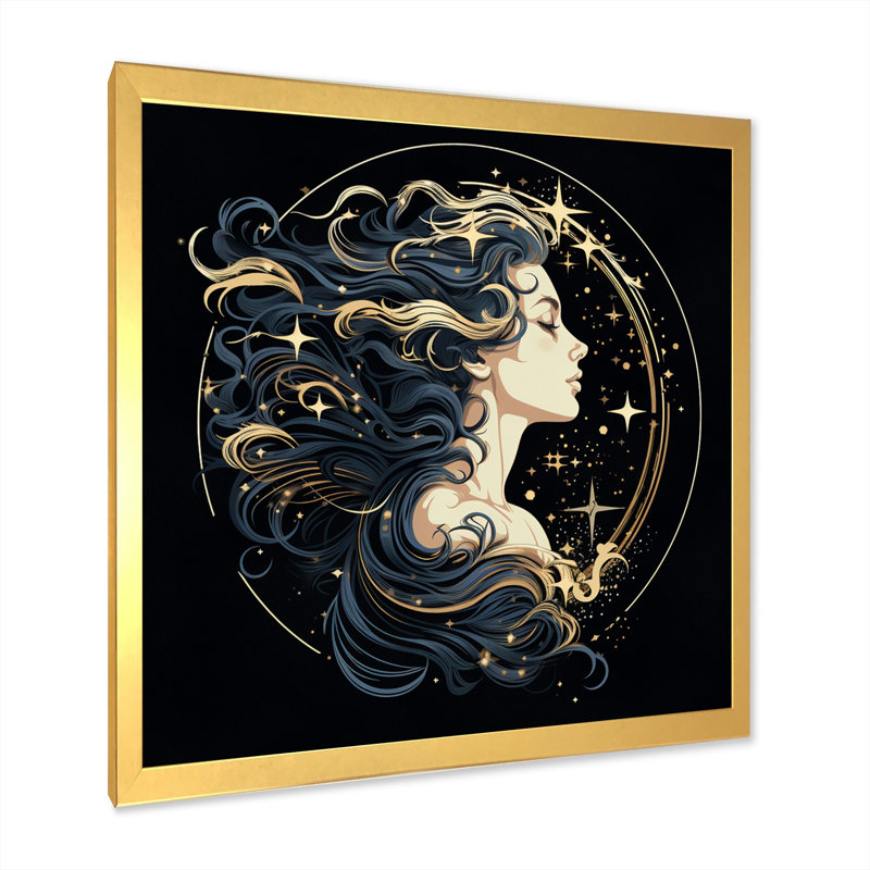 Astrologique Stargazer I, H 16 po x l 16 po x P 1 po, Cadre doré à une seule photo