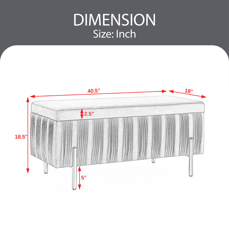 Ranylah Velvet Upholstered Storage Bench, Gray