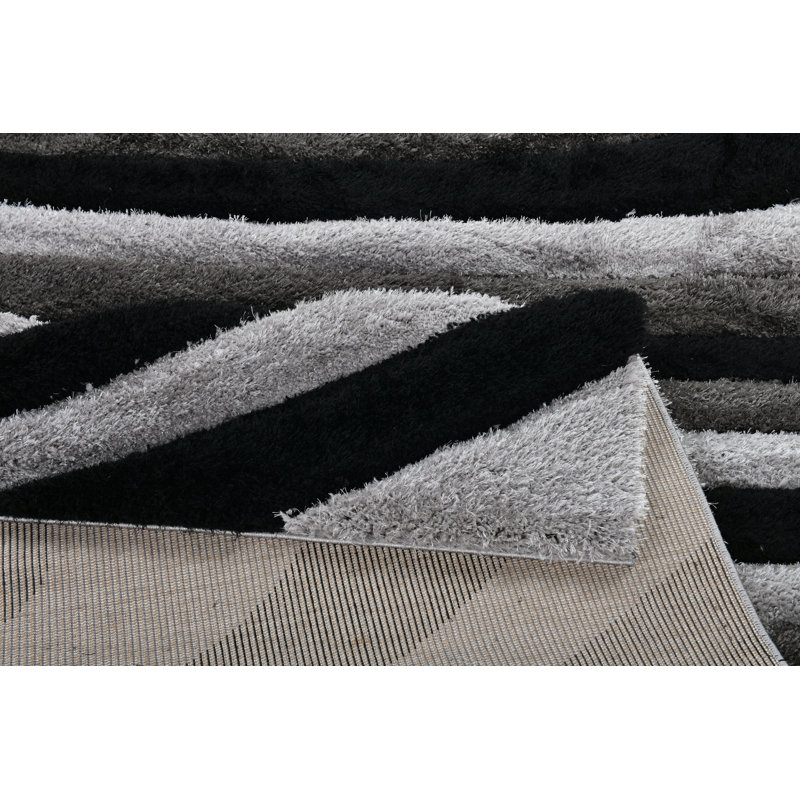 NYC Shag Performance Black Grey Area Rug, Black/Gray, Rectangle 5'3" x 7'2"