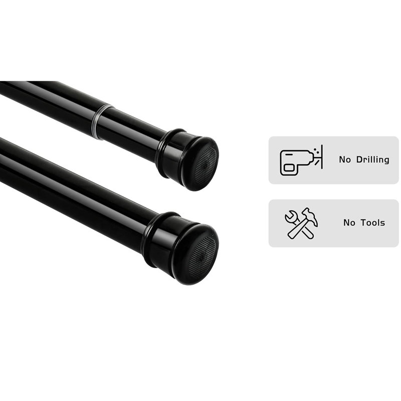 Matte Black Adjustable Tension Curtain Rod 56-104 Inches