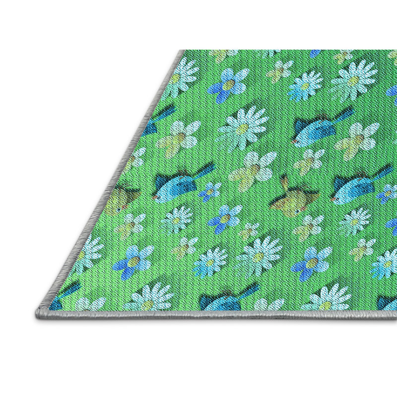 Tapis 100% à motifs lavables à la machine 2989 - Pat959 LBLU, Tapis de couloir 2 pi x 5 pi
