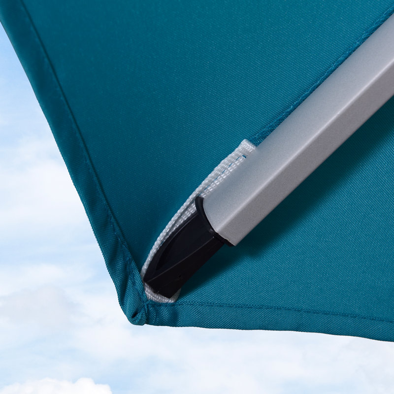 Parasol rond en porte-à-faux avec manivelle 156 "et base Kris Kris, Turquoise