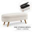 Banc de rangement ovale 43,5 pouces avec rangement à plateau relevable et pieds en bois, beige