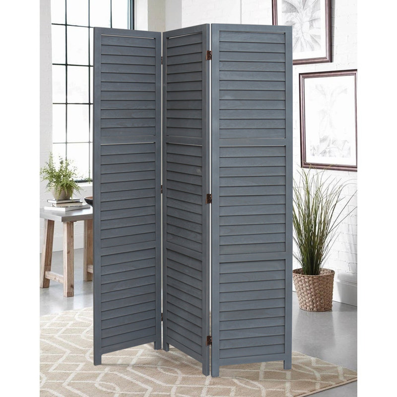 Aarav 170cm H Folding Room Divider, Grey, 170 cm H x 120 cm L x 5 cm D, 3