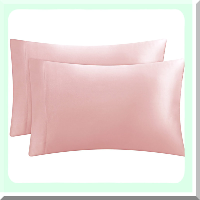 Pillowcase Set - Hair-Friendly Pillow Covers 2 Pack - Zippered Silky Pillow Covers - Upgrade to Silk Pillowcases, Pink