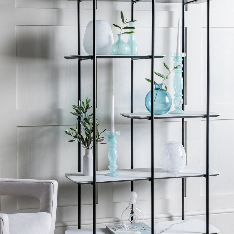 Glass Tabletop Candlestick, Blue