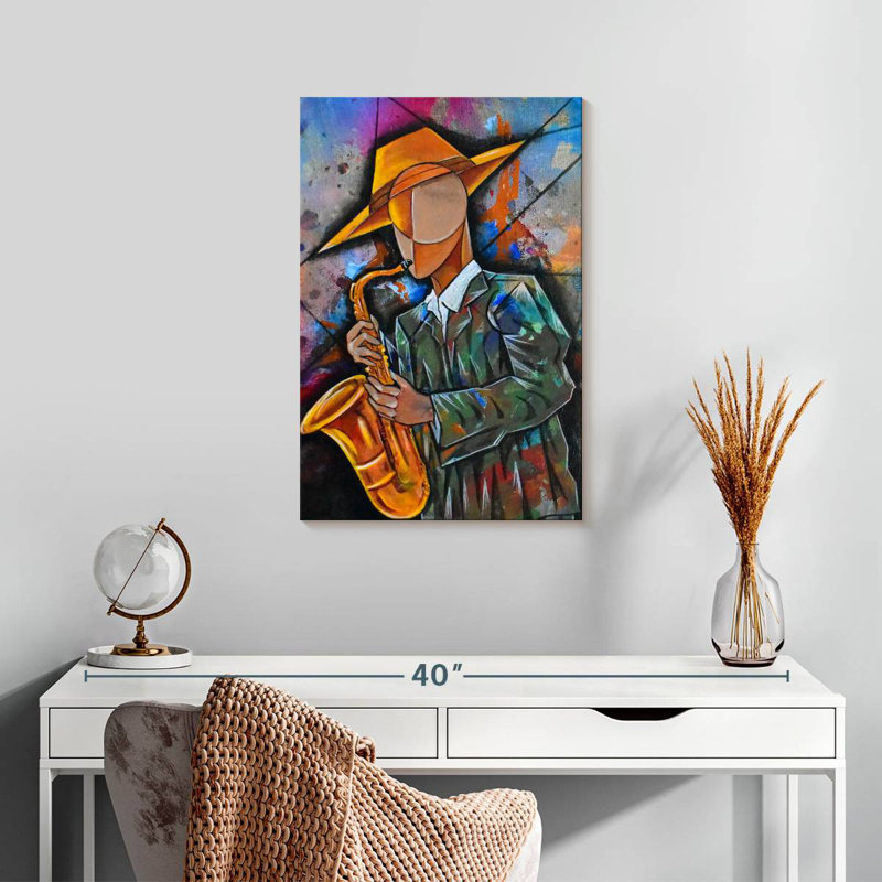 Abarca Cubism Saxophonist, H 24 po x l 16 po