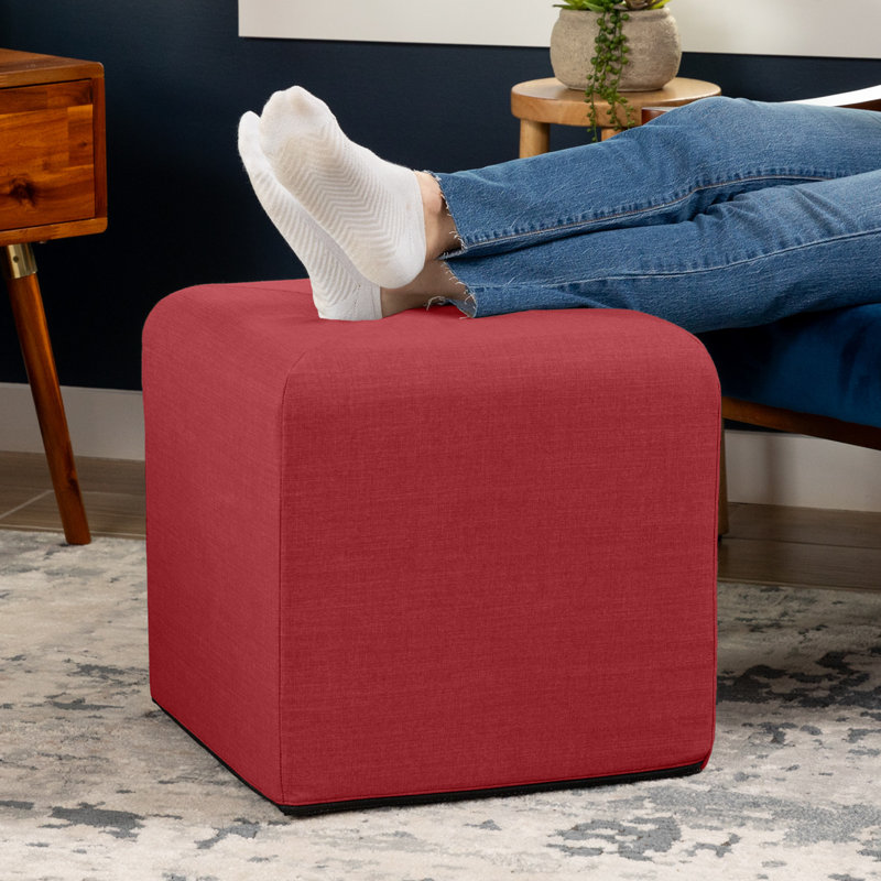 Repose-pieds Nashla Monroe, Rouge coquelicot, H 18 po x l 18 po x P 18 po