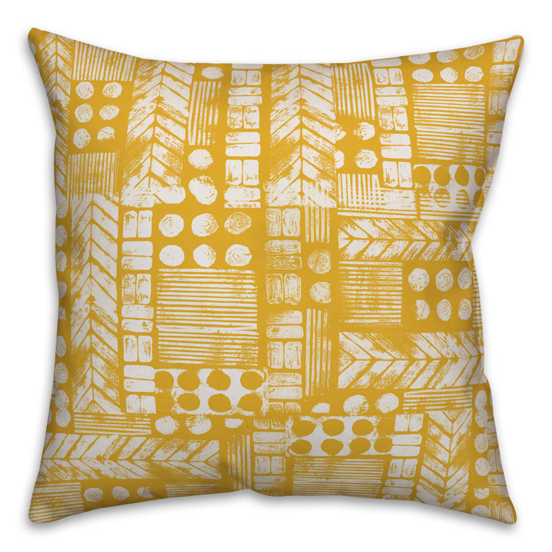 Throw Pillow, 18" x 18", Yellow/White Geometric 2