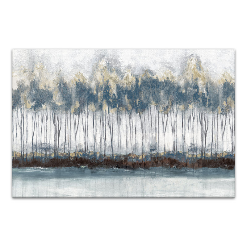 Paysage de bouleau sur toile, H 16 po x l 24 po x P 1,25 po, Sans cadre