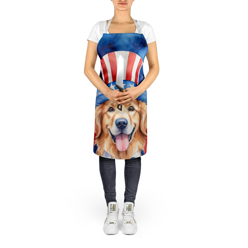 Patriotic American Apron, Golden Retriever