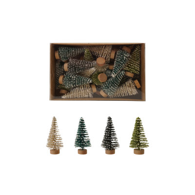24-Piece Plastic Bottle Brush Trees With Wood Bases