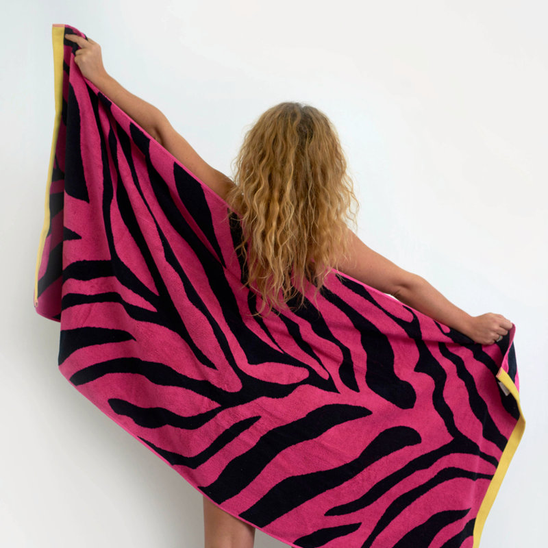 Zebra Print Pink Large Beach Towel