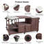 Îlot de cuisine 75,4 po avec évier en acier inoxydable, chariot-bar à roulettes en bois massif pour barbecue XL-1556757058