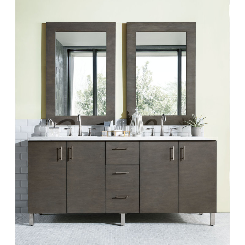 Metropolitan 72'' W Double Vanity, Eternal Jasmine Pearl, Silver Oak