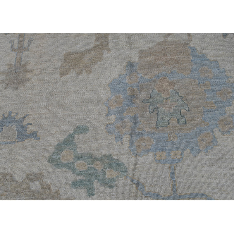 Tapis turc Oushak fait à la main 12 pi x 14 pi 7 po