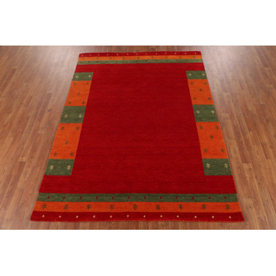Handmade Red Gabbeh Indian Area Rug 6x8