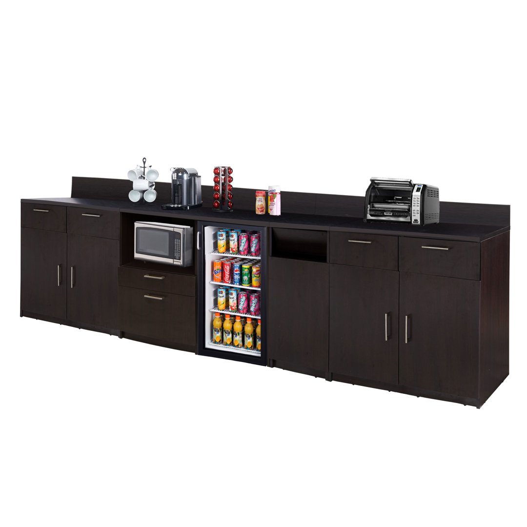 Commercial Grade Coffee Kitchen Lunch Room Cabinets Fully Assembled 138"W x 36"H  4 pc Breaktime 