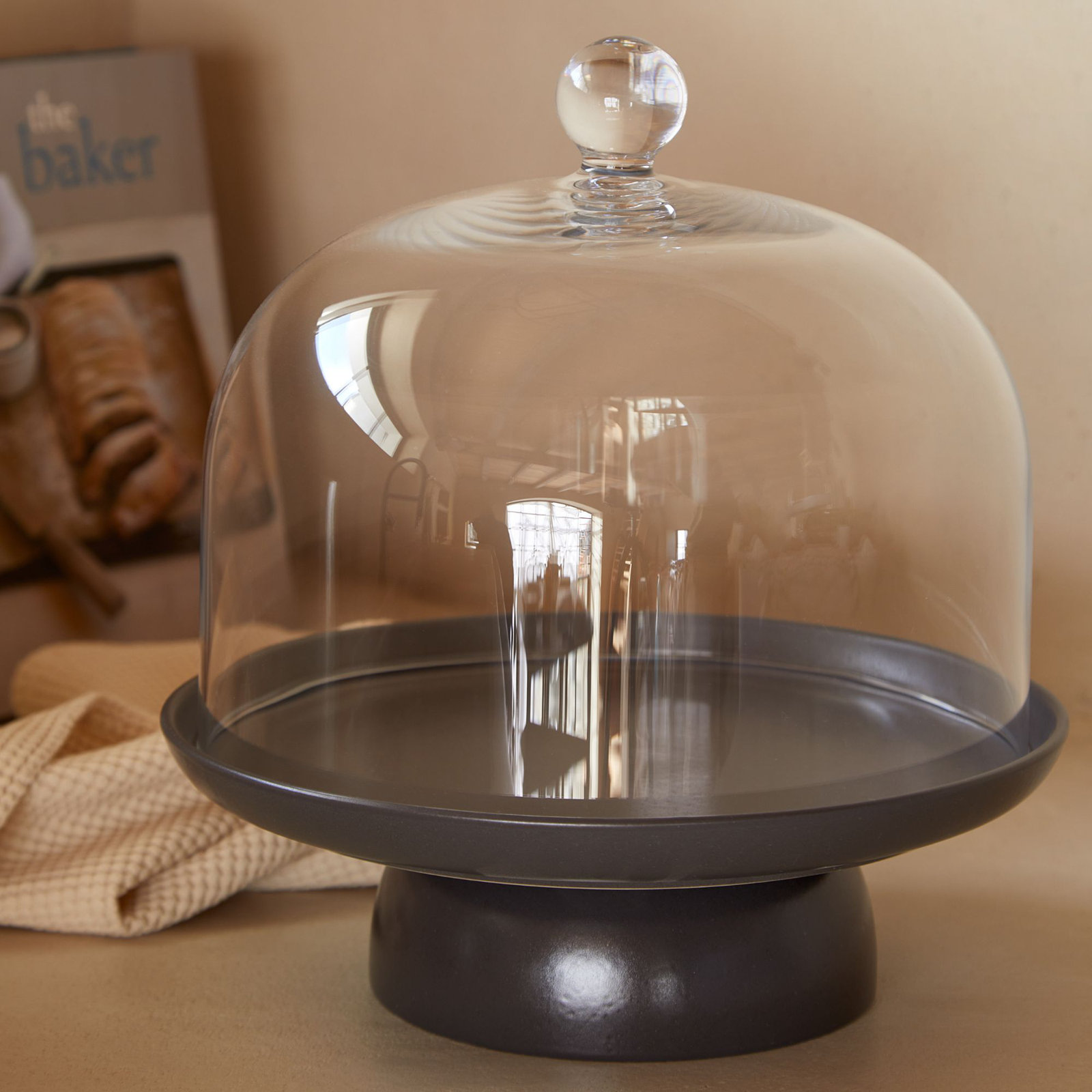 Casafina Pacifica Stoneware Cake Stand, Seed Gray