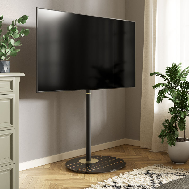 Modern Corner TV Stand with Swivel Mount for 37" - 60" TVs, Black