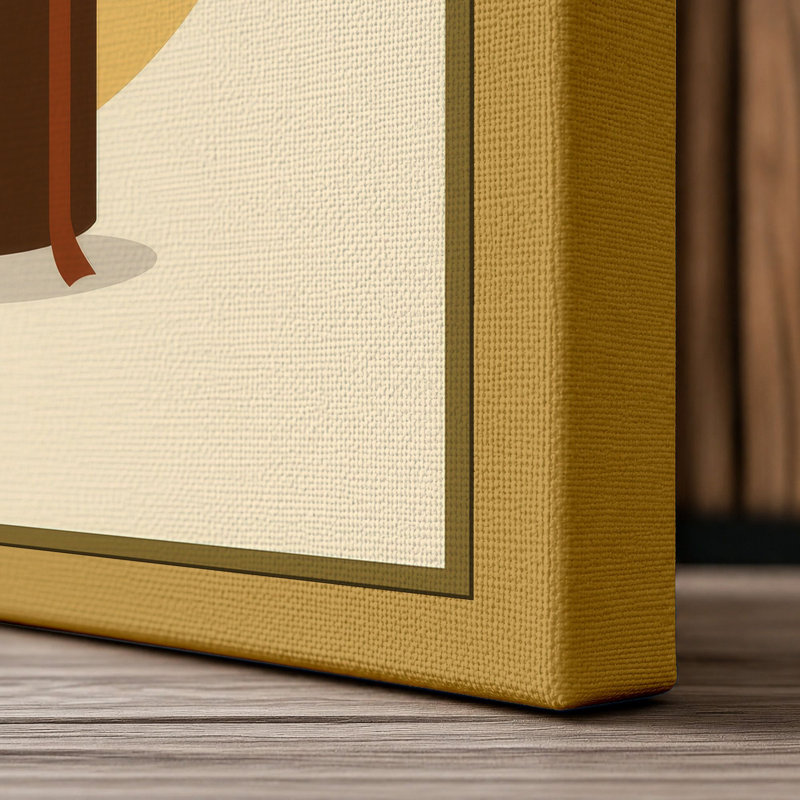 French Press Ritual Mid-Century - Wrapped Canvas, Ochre Border, 30x20 - 76.2 x 50.8 cm