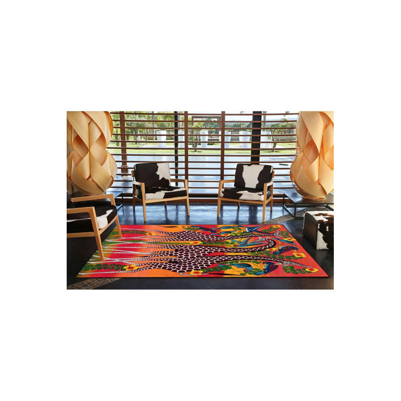 Tapis tissé avec motif de girafe, Rectangle 2 pi 4 po x 4 pi