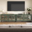 63" Carved Buffet Cabinet With Mirrored Door Set Of 2