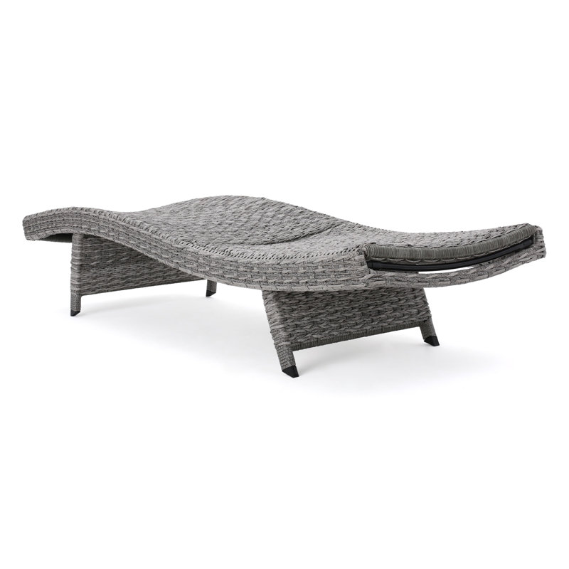Crete Grey Polyethylene Rattan Chaise Lounge