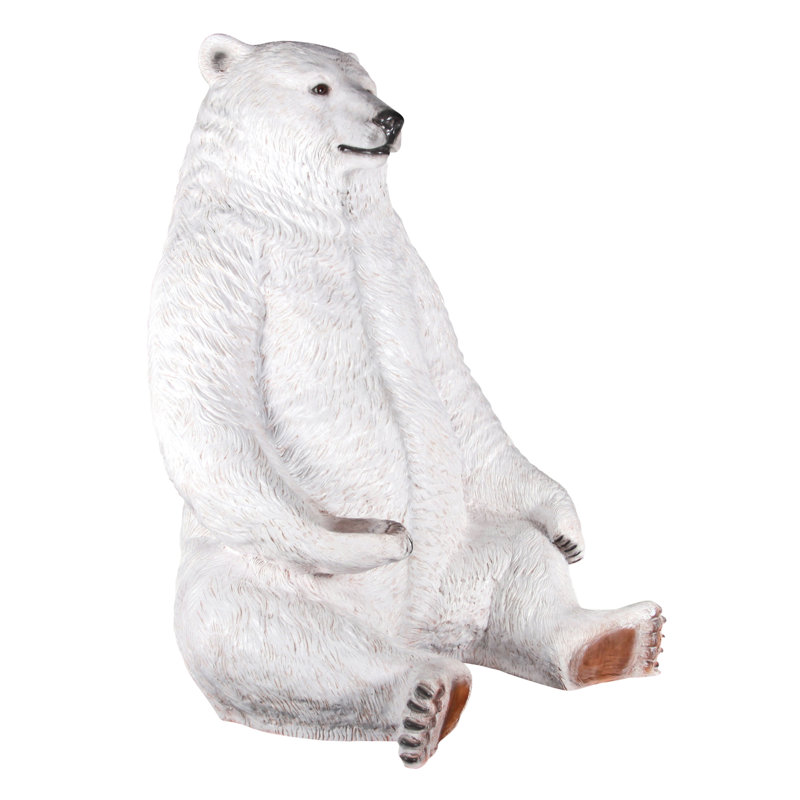 Animals Weather Resistant UV Resistant Polyresin Garden Statue, White Polar
