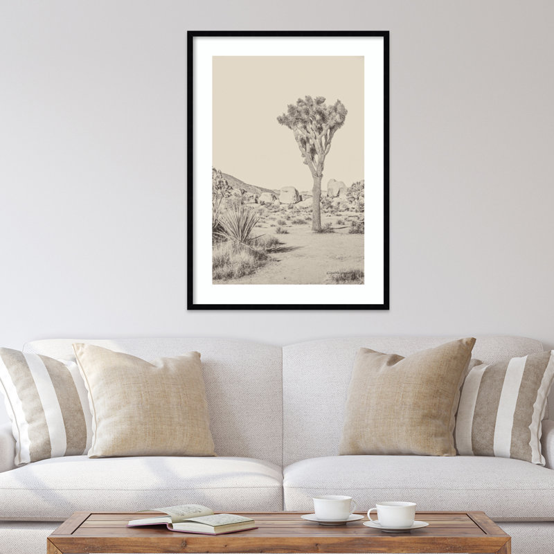 Joshua Tree III Neutral by Elizabeth Urquhart, 41" H x 30" W, Gray Framed
