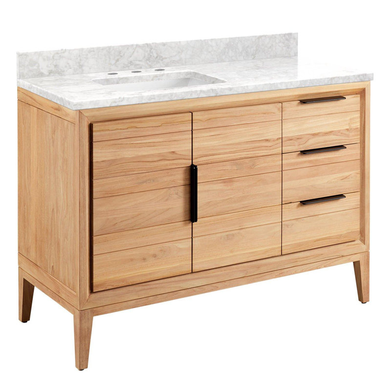 Signature Hardware 48" Aliso Single Bathroom Vanity Set with Offset Rectangular Undermount Sink