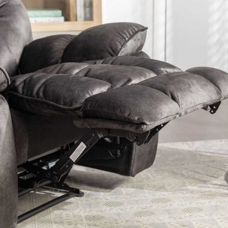 Chayden  40.2" Wide Modern Skin-friendly Microfiber Soft Heated Massage Power Recliner Chair with USB Port, Black Gray