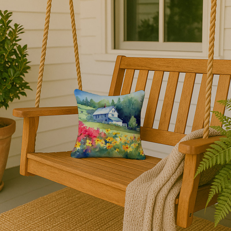Coussin décoratif aquarelle Massachusetts, Carré 14 po