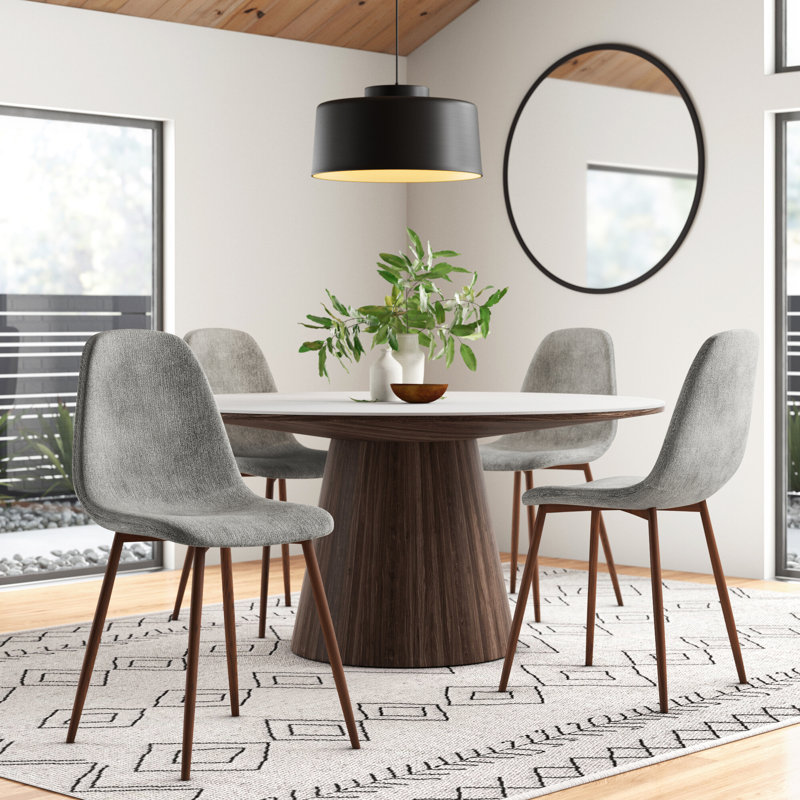 Benafield 18.5'' H Upholstered Metal Side Chair, Gray, Brown