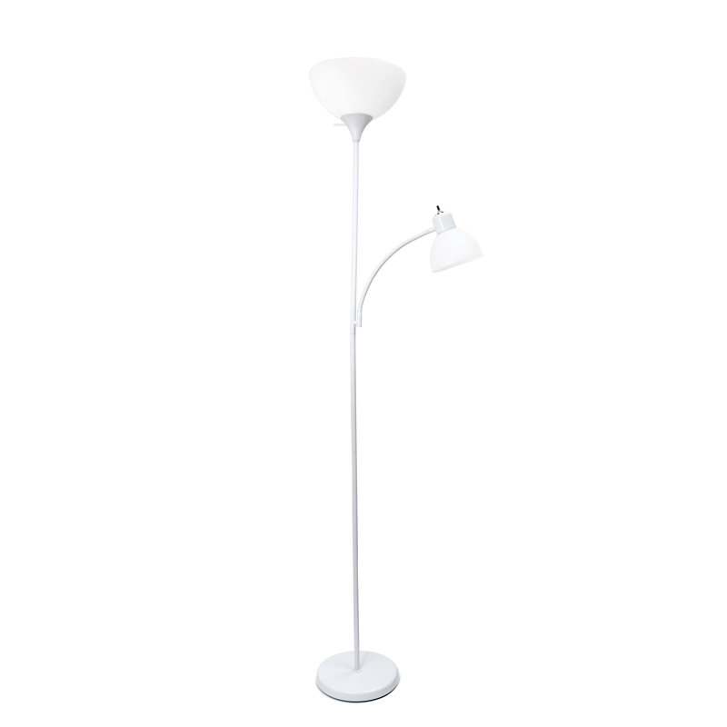 Lampe sur pied Ardelo, lampe de lecture col de cygne, blanc neige, abat-jour blanc, H 71,5 po