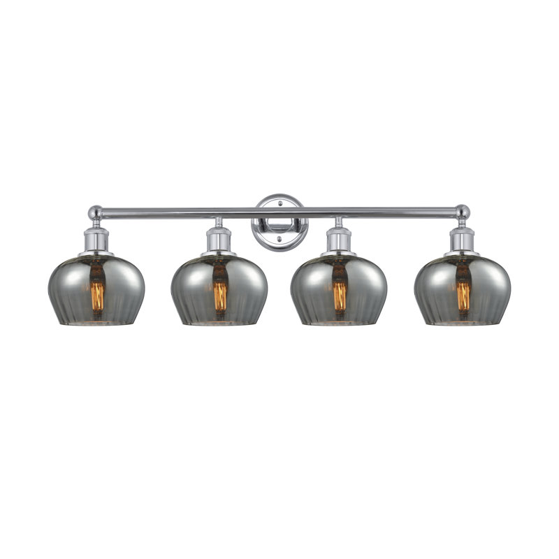 Éclairage pour meuble-lavabo de salle de bain 4 lumières 33,5 pouces Noille, Fumée plaquée, Chrome poli