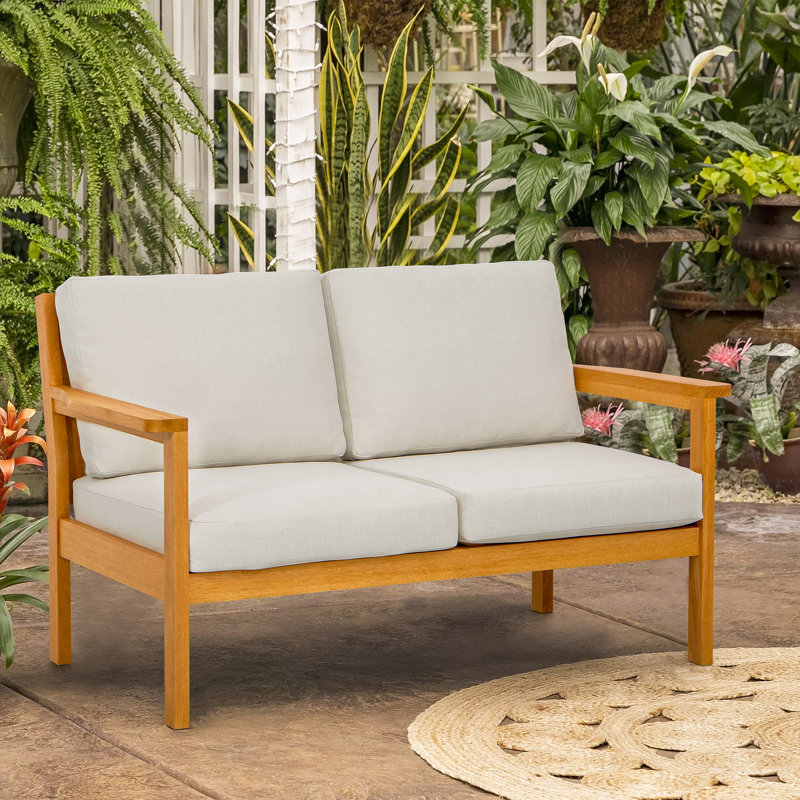 Lanie 53" Eucalyptus Outdoor Loveseat, White
