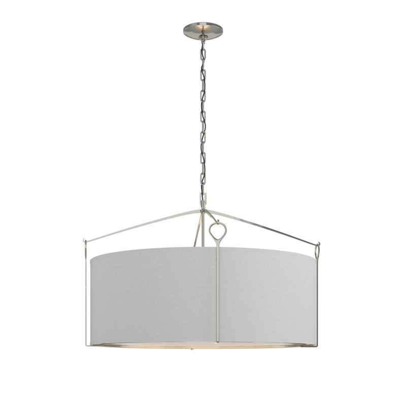 Bow 4 - Light Drum Chandelier, Black, Flax, 19.4" H x 30" W x 30" D