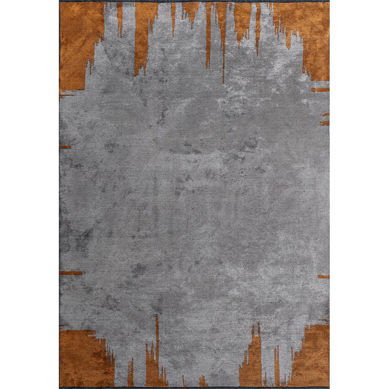 Bergur Abstract Hand Loom Indoor / Outdoor Area Rug, Rectangle 5'3" x 7'7"
