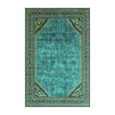 Laine; tapis bleu sarcelle en polyester