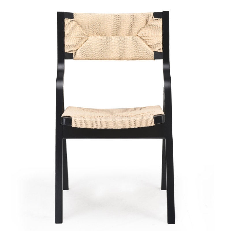 Chaises pliantes en bois, chaises pliantes, chaises de salle à manger en bois empilables pour la cuisine et la salle à manger, siège et dossier tissés, ensemble de 2 chaises de salle à manger