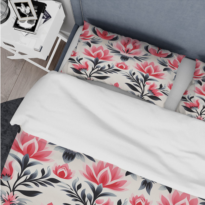 Ensemble de housse de couette rose et noir Ikat Facade Splendor - Ikat, Housse de couette simple + 1 taie décorative stan